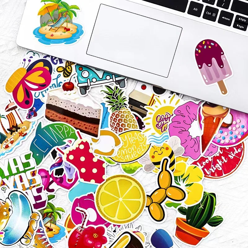 50pcs  Enjoy Happy Holiday Waterproof Removable Graffiti Stickers Packs for Kids Skateboard Guitar Decoration Vinyl