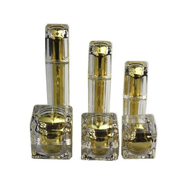 Empty 15ml 30ml 50ml 100ML Emulsion Lotion Pump Bottle Square Acrylic Luxury Gold 15g 30g 50g Cosmetic Cream Jar