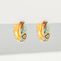 Wholesale Enamel Floral Classic Hoop Earrings Ear Studs Fashion Jewelry for Women Mother