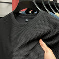 Men's Short-sleeved Round Neck T Shirt Summer 3D Texture Tshirt Stretch Bamboo Mesh Ice Silk T-shirt