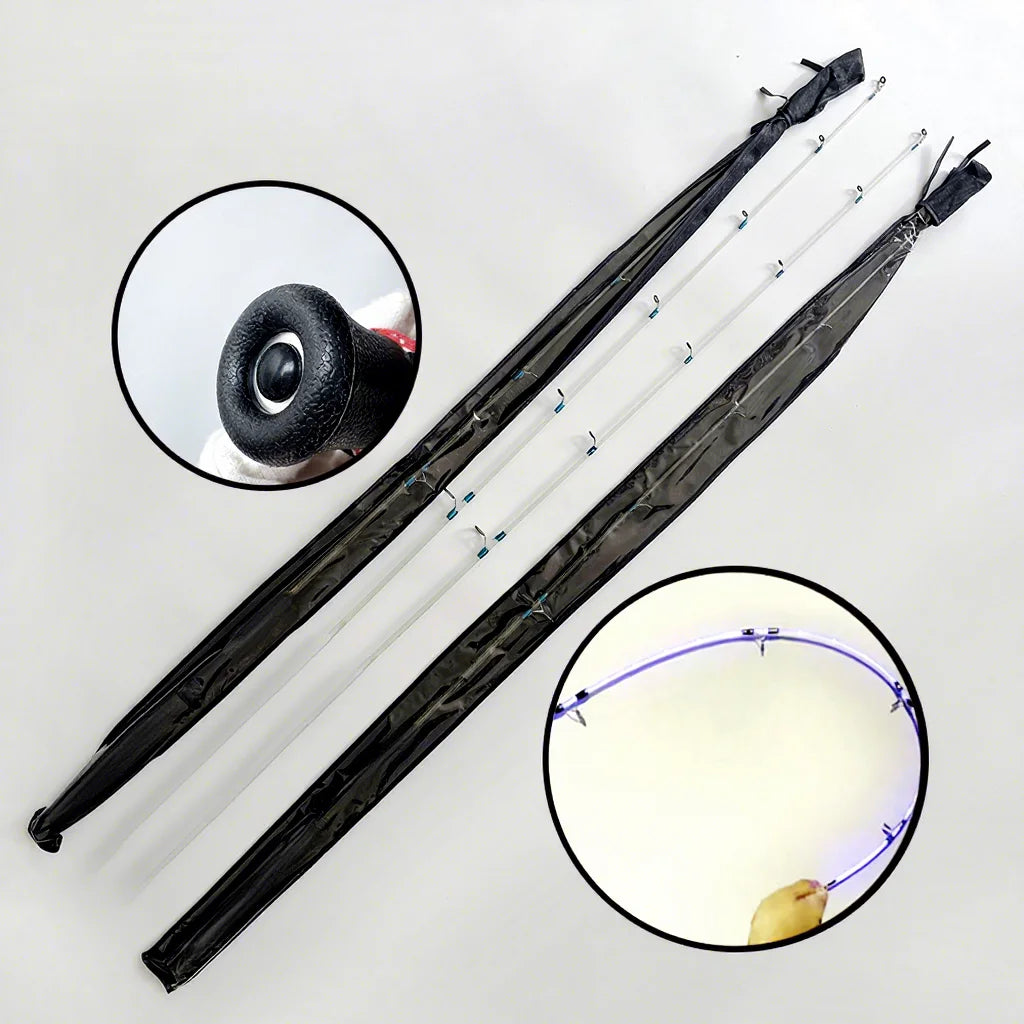 Green Light Transparent Fiberglass Spinning Fishing Rod Black Night Light Fishing Portable Led Fishing Rod
