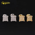 Fast Shipping Gold Plated 925 Sterling Silver Iced Out VVS Diamond Moissanite Screw Back Stud Earrings RTS Fine Jewelry