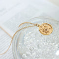 Joolim Jewelry 18K Gold Plated Sun Burst Moon Zirconia Coin Pendant O-Shape Chain Stainless Steel Necklace for Women