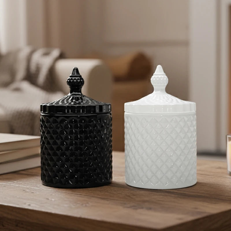 Wholesale Empty Luxury Wedding Decoration Glass Jar Glass Candle Jar With Lid for Home Decoration