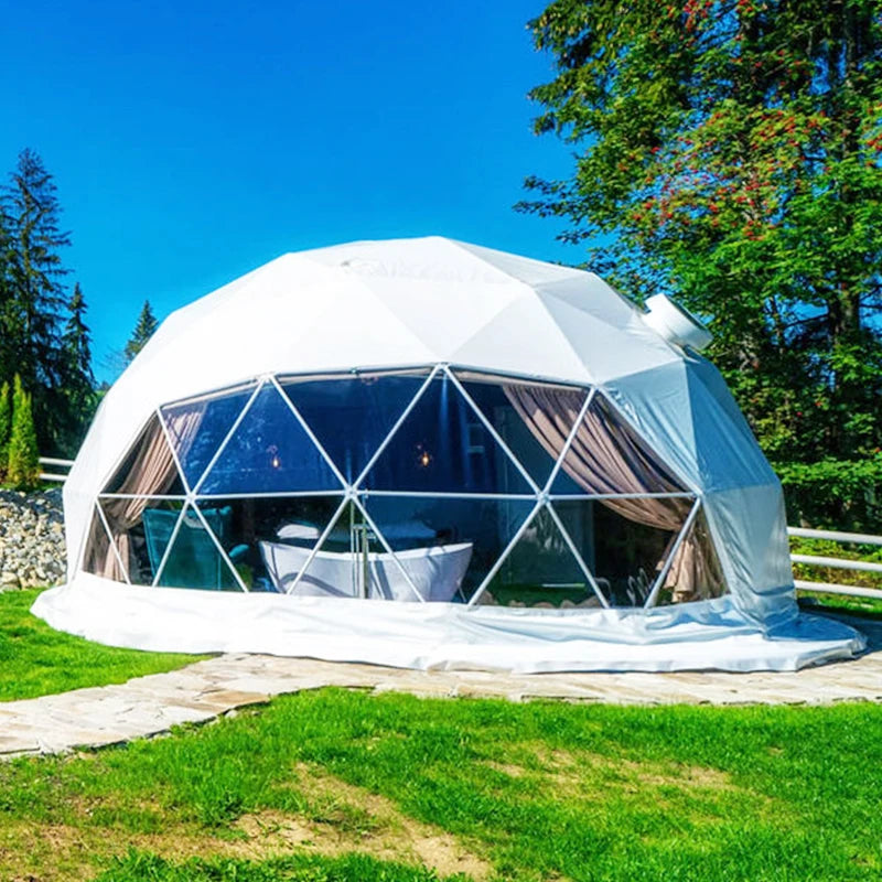 8m Outdoor Resort Hotel Luxury Glamping Geodesic Igloo Dome Tent With Bathroom