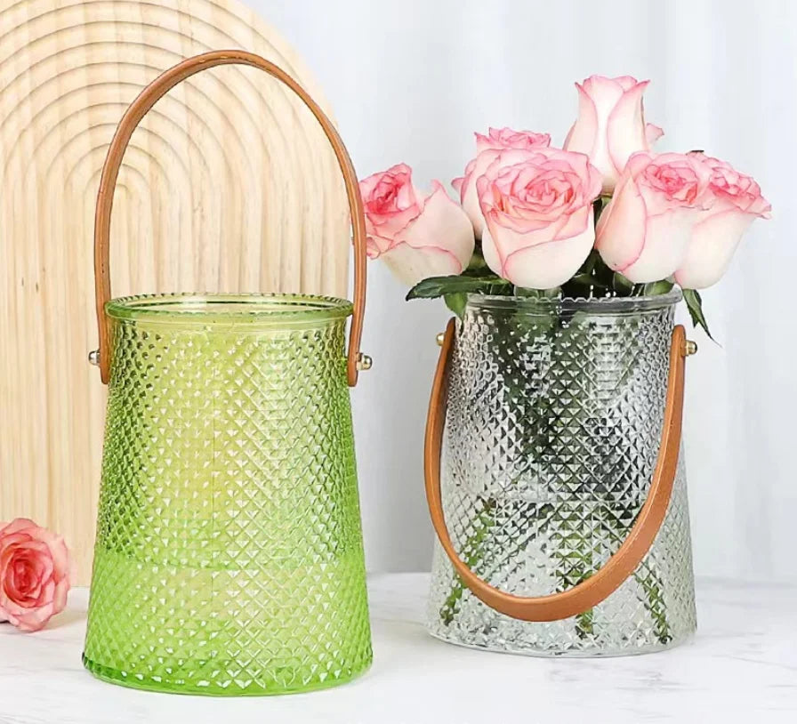 Glass Vase with Hanging Rope Glass Vase Height