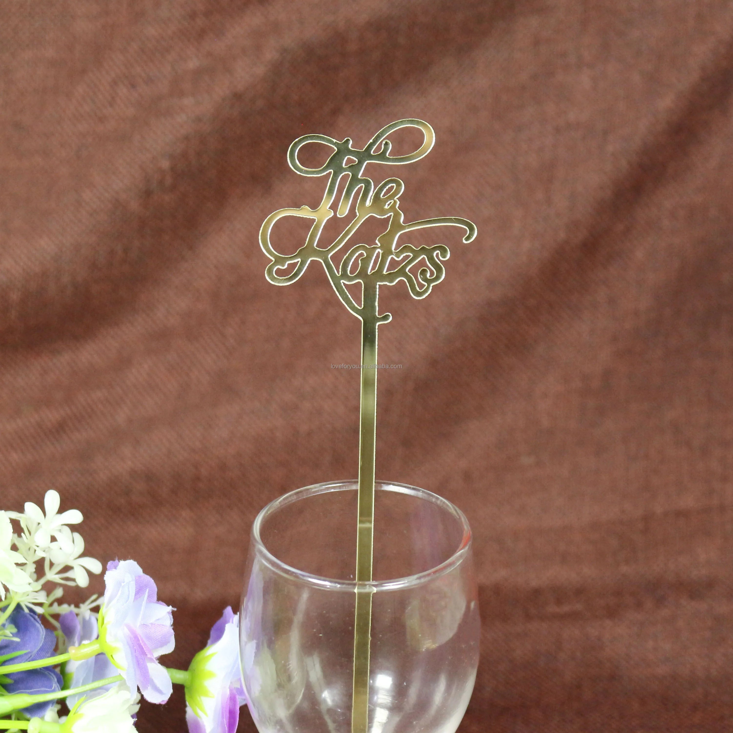 Personalised Wedding Cocktail Drink Stirrer Custom Gold Acrylic Wedding Favor | Wedding Place Names