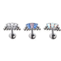 Fuxuan ASTM F136 Titanium 3 Rectangle Zircon with Trio Beads on Side Labret Piercing