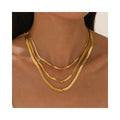 Women 2 to 5MM Stainless Steel Herringbone Chain Choker Necklace Bracelet Set 18k Gold Plated Flat Snake Chain Necklace