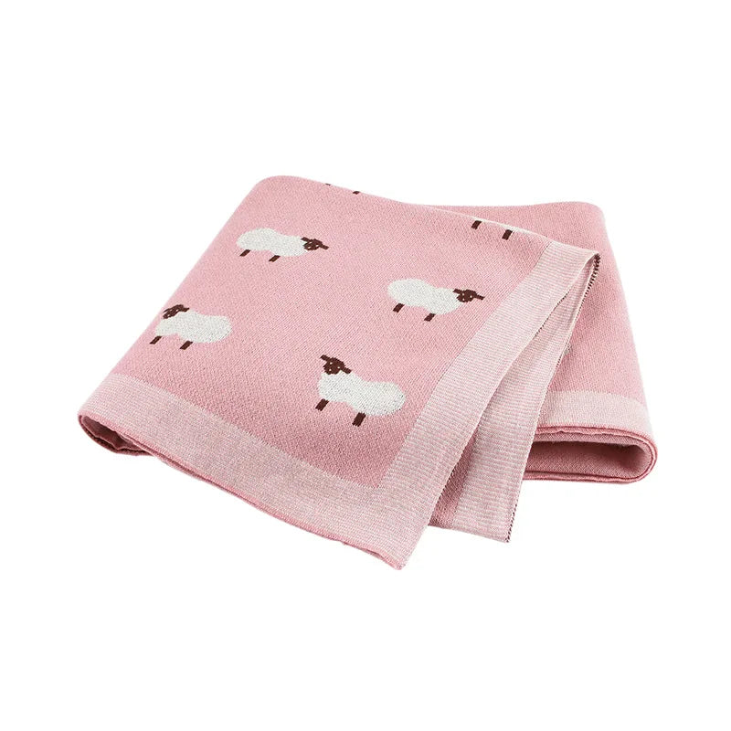 Customized Design Baby Knit Blanket Newborn Infant  Cotton Jacquard Flower Animal Festival Customized Design for Newborn