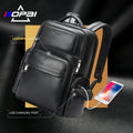 BOPAI Business Large Capacity 15.6 Inch Laptop USB Charging Custom Logo Men Luxury Travel Genuine Leather Backpack