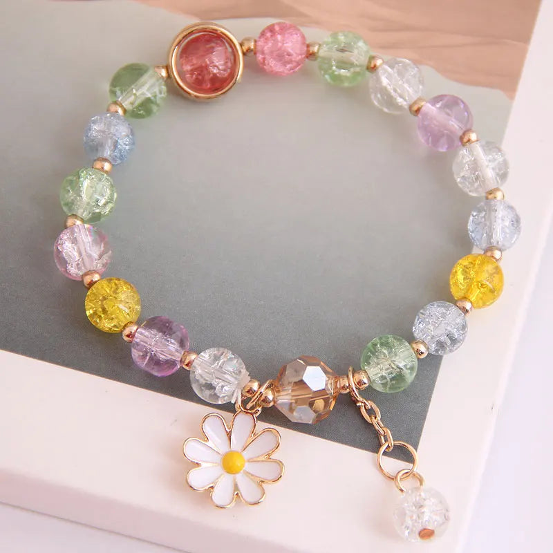 Wholesale Fashion Daisy Flower Beads Bracelets Elastic Beads Bracelet for Women W110602215