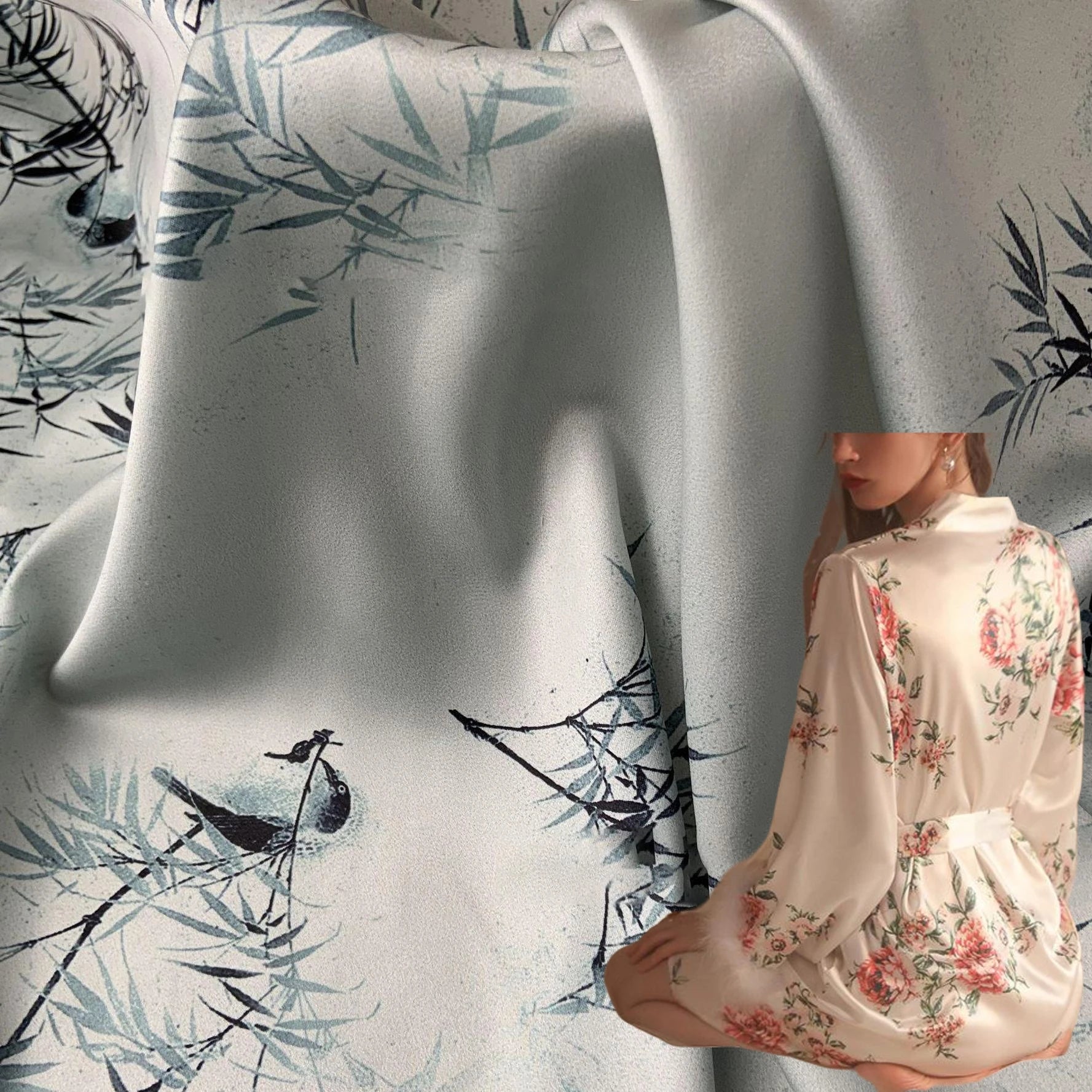 Custom Print 50D Poly Satin Fabric 75D 97% Polyester 3% Spandex Stretch Satin for Wedding Shirts