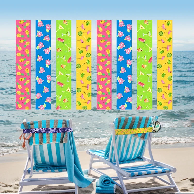 Microfiber Fabric Lounge Beach Pool Chairs Novelty Pattern Compressed Windproof Accessories Towel Strap Holder