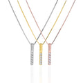 WMA333 Pillar Bar Diamond Pendant Necklace in 925 Sterling Silver CZ Vertical Bar Pendant Necklace