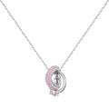 OAHLAN Fashion Jewelry 3mm Round Cubic Zirconia Interlocking Circle Love Heart 925 Sterling Silver Pendant Necklace for Women