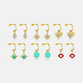 FUAMAY 925 Sterling Silver 18K Gold Plated Bee Planet Lips Flowers Drop Earrings Enamel Earrings With Zircon