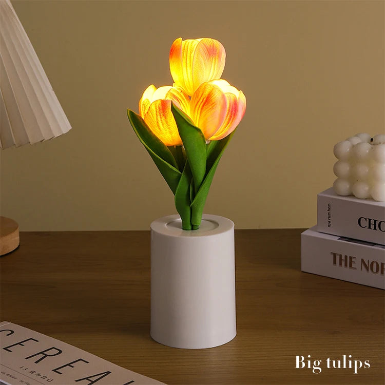 Howlighting Indoor Bedroom Night Light Warm White Battery Operated Decorative Potted Plant Simulation Lantern Flower Lamp CRI 80