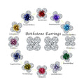 925 Sterling Silver Twelve Birthstones Women's Personality Simple Stud Zircon Earrings
