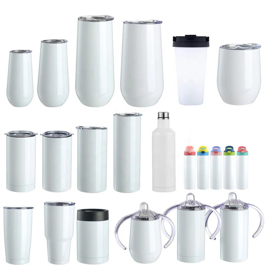 Vacuum Flask Thermos Flask Vacuum Bottle Blank StraightSkinny Stainless Steel 18/8 Tumbler With Duo Lids