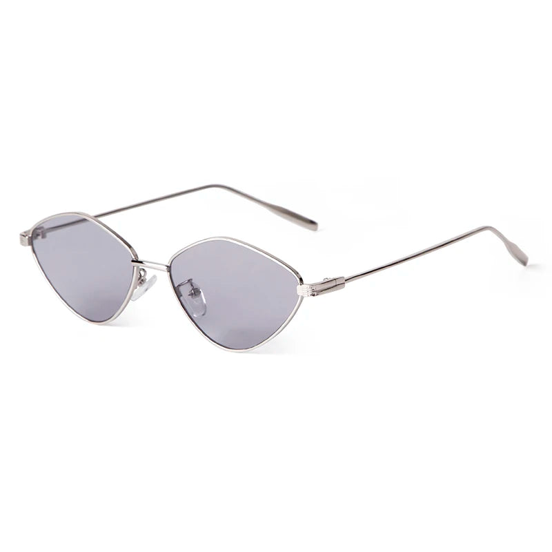 Cross-border Retro Trendy Metal Small Frame Womens Sunglasses Men Fashion Cat Eye Irregular Glasses Tinted Lenses