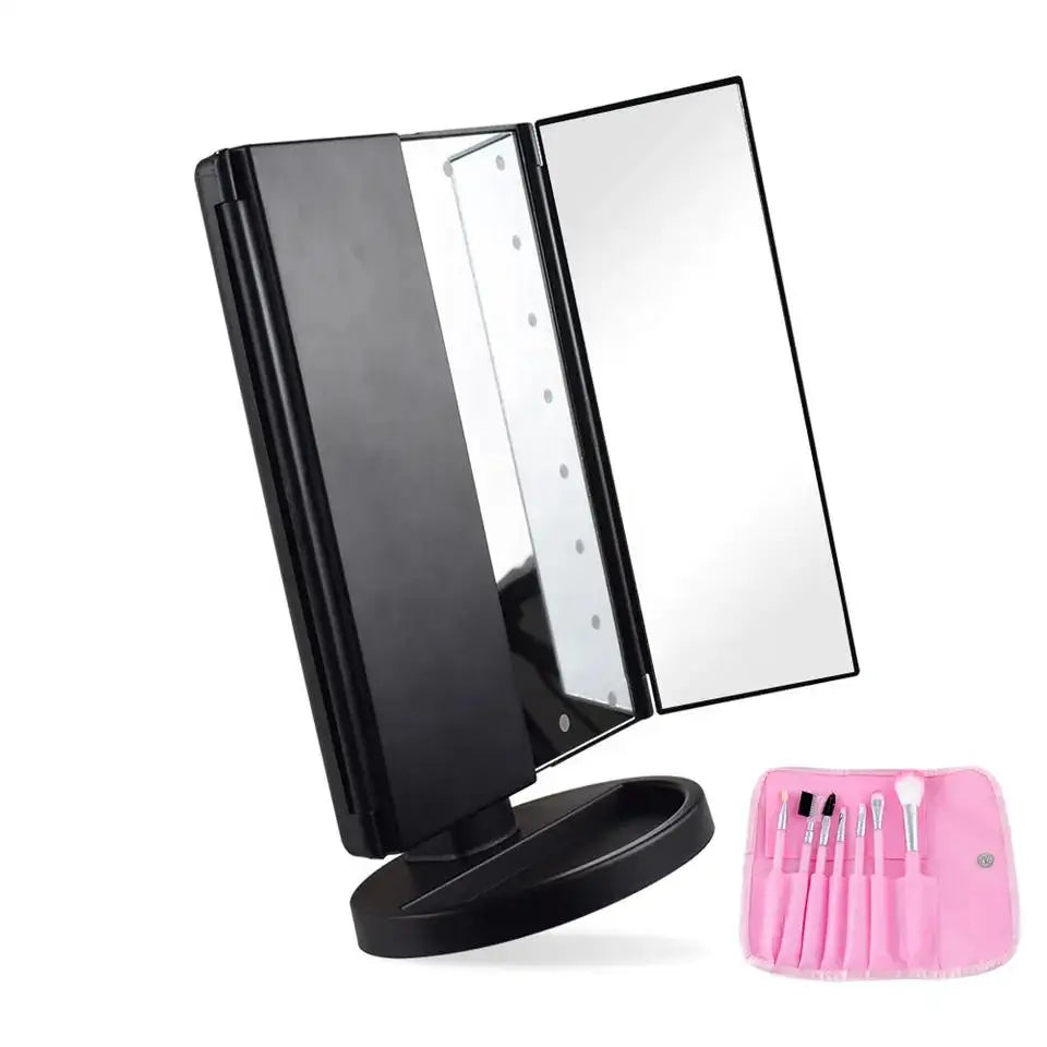 Trifold Vanity Mirror with 22 LED Lights Light up Mirror Touch Control LED Makeup Mirror