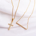 Religious Faith Necklace Diamond Cross Necklace Bar Necklace CZ Zircon Charm Pendant Western Guardian Waterproof Jewelry