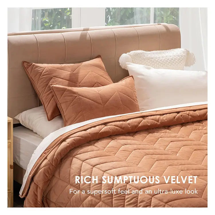 Unique Stitches Pattern Lightweight Quilting Bedspread Soft King Quilt Set for All Seasons