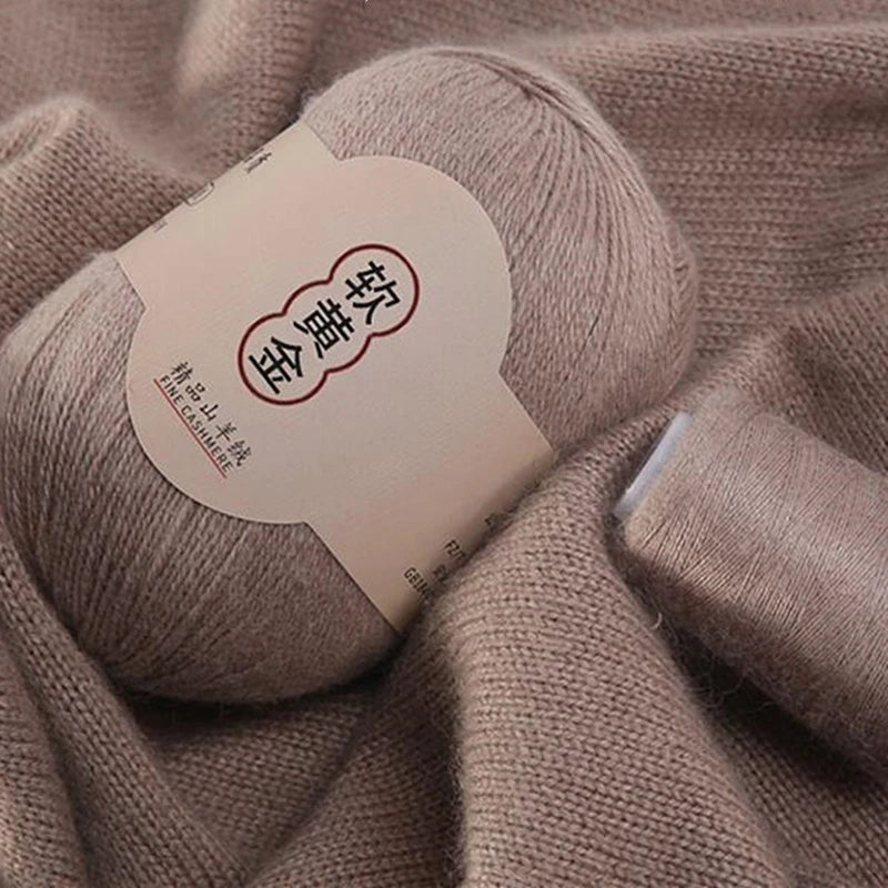 100% Mongolian Cashmere Hand-Knitted Yarn Ball Scarf Wool Dyed Pattern 50g+20g/Set