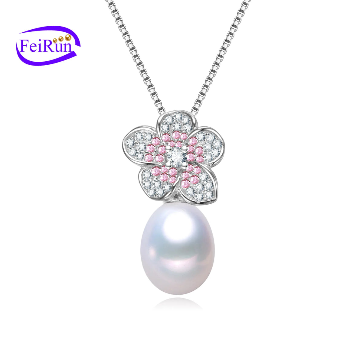 FEIRUN 8mm Drop 3A Nice Natural Top Quality Freshwater Pearl Pendant