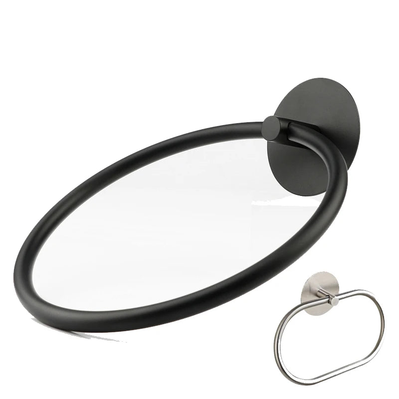 Modern Stainless Steel Eco-Friendly No Drilling Self Adhesive Round Towel Ring for Home Hotel Bathroom Accessory Hanger