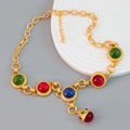 2023 New Arrival Fashion Jewelry Vintage Necklace Trend Hip Hop Necklace Fashion Alloy Round Resin Bohemia Pendant Necklaces
