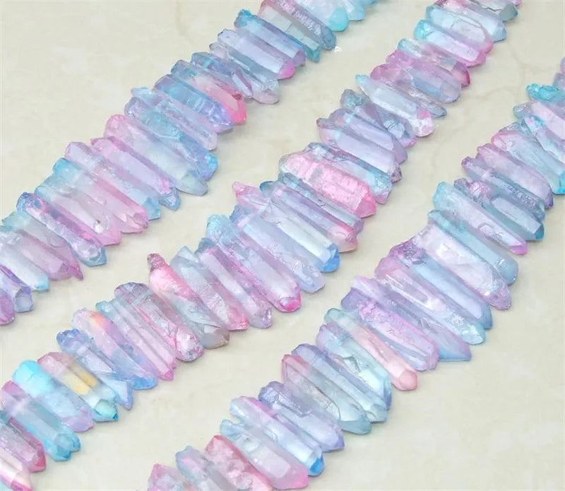 DIY High-grade Titanium Rainbow Angel Aura Lemurian Seed Quartz Crystals Point Christmas Decorate