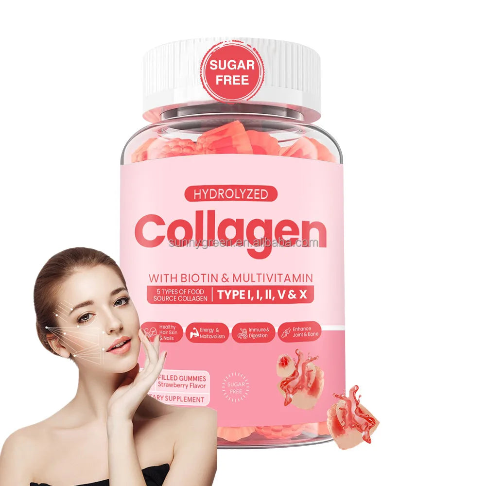 Wholesale Price Collagen and Biotin Gummies Marine Collagen Gummies extra Strength Collagen Biotin Gummy