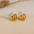 YF6273 Versatile Stainless Steel 18k Gold Plated Double Heart Zircon Women Waterproof Earrings Non Tarnish