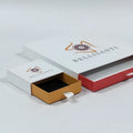 Custom Luxury White Rectangle Jewelry Packaging Box with Pouch Fashion Cardboard Drawer with Printed Design