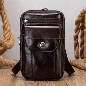 MARRANT 7538 Genuine Leather Belt Bag Phone Waist Pouch Men Loop Holster Waist Pack Small Leather Crossbody Shoulder Bag