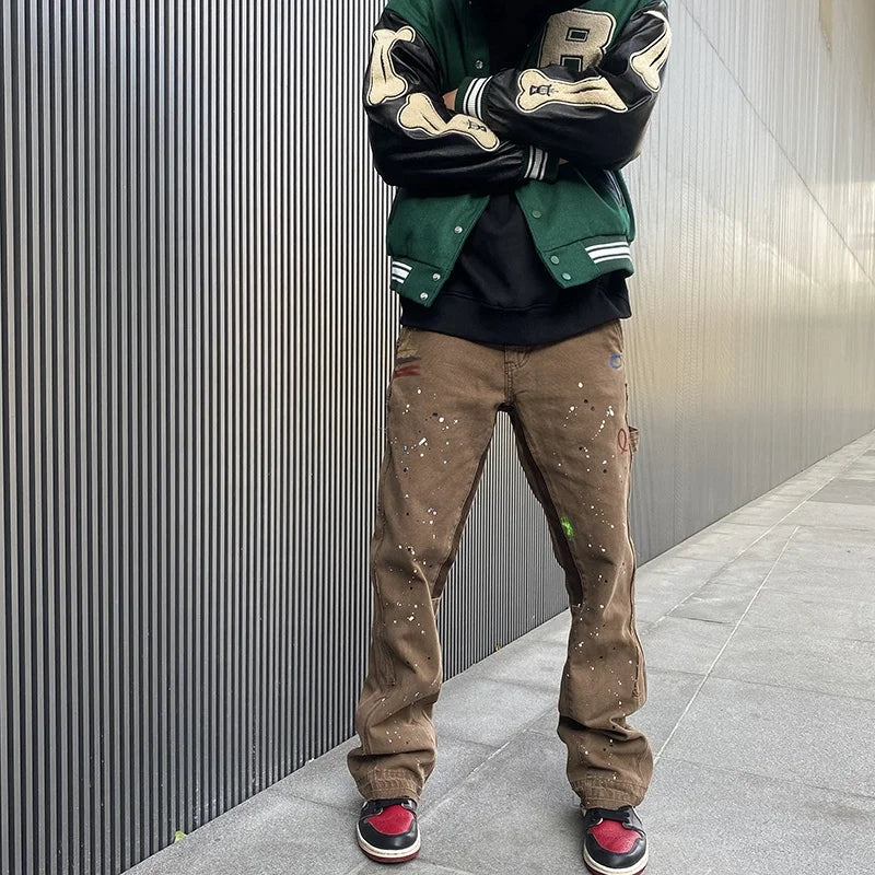 OEM Latest Korean Style Trousers for Men Street Wear Stock Paint Men Pants 2021