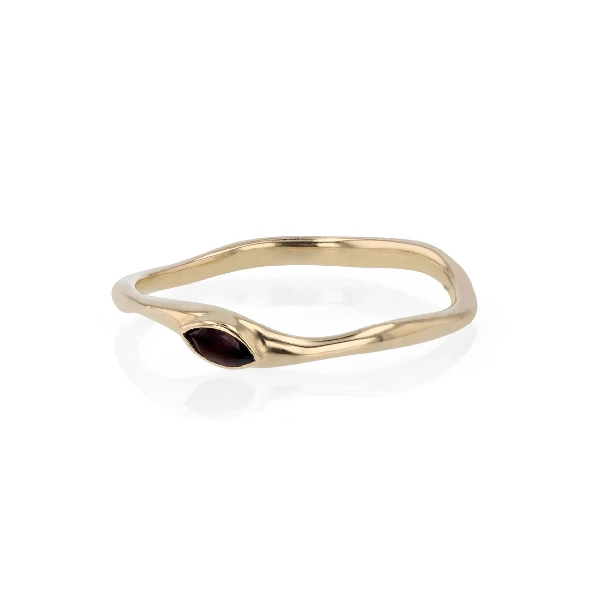 LOZRUNVE 925 Sterling Silver Vintage Marquise Bezel Curved Wave Band Stack Ring Women
