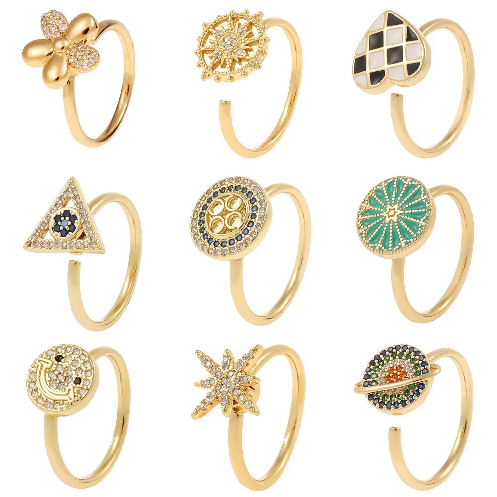 G1879 Fashion Women Jewelry  Rotating Rings Anxiety Fidget Spinner Ring