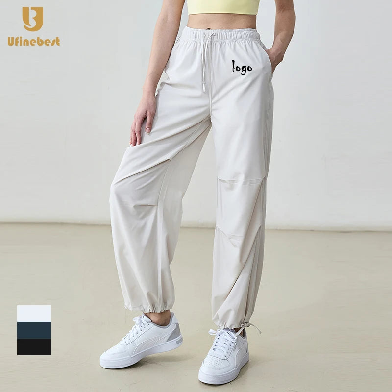 Women's High Waist Quick-Drying Breathable Sports Pants for Spring Summer Outdoor Activities-Running Casual Elastic Waist Flat