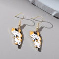 Funny Cute Animal Earrings Lazy Cat Dangle Earrings Minimalist Multicolor Cat Drop Earrings for Women and Girls