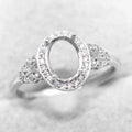 Sterling Silver 6*8/7*9/8*10/9*11/10*12mm Semi Mount Ring Empty Frame Blank Setting S925 Base Without Center Stone for DIY Inlay