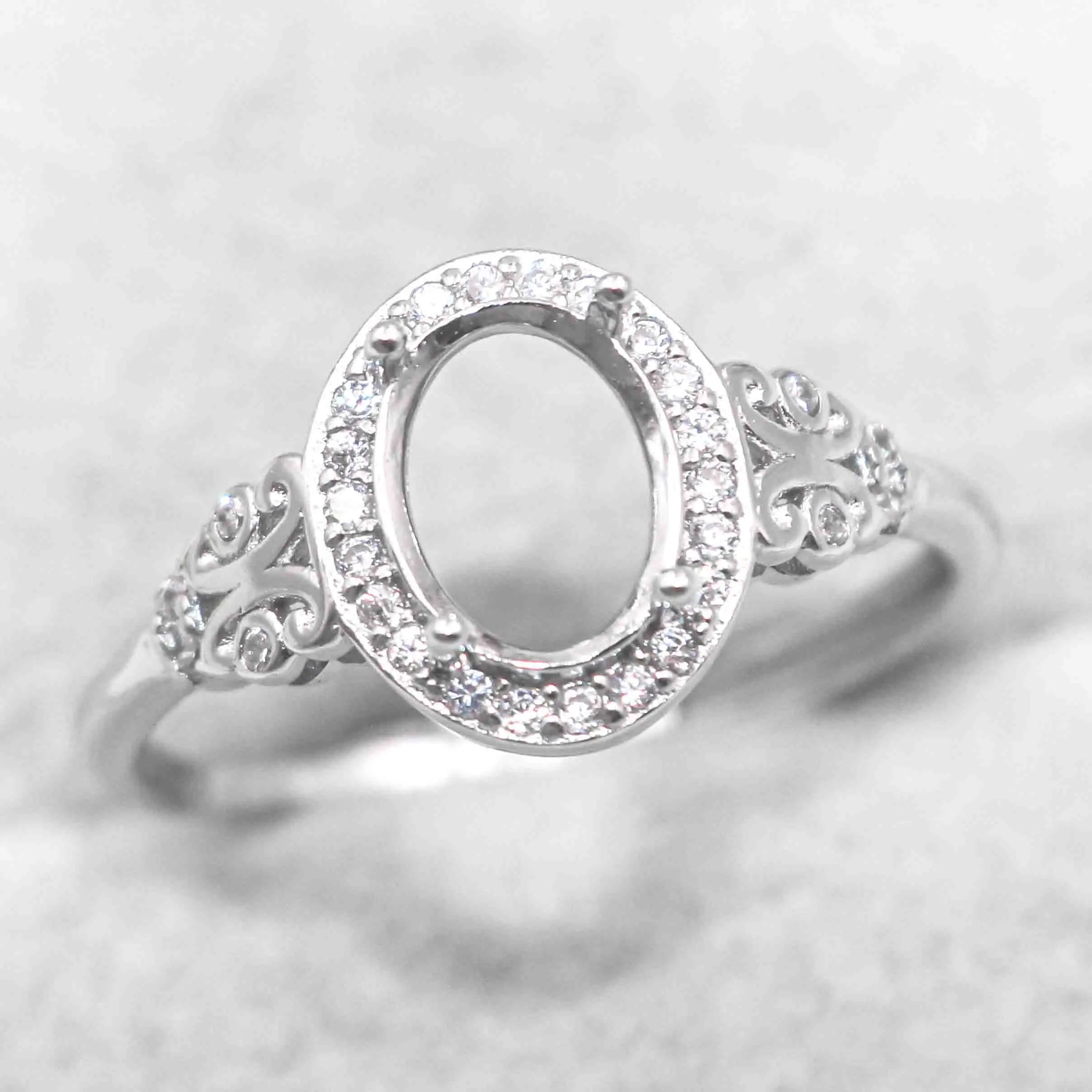 Sterling Silver 6*8/7*9/8*10/9*11/10*12mm Semi Mount Ring Empty Frame Blank Setting S925 Base Without Center Stone for DIY Inlay