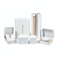 Wholesale Custom Luxury Storage Pearl White PU Leather Jewelry Boxes Custom Logo for Fine Jewellery Packaging