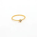 High End 18K Plain Gold Rope Square Zirconia Dainty Ring Stainless Steel Trendy Simple Gold Plated Jewelry