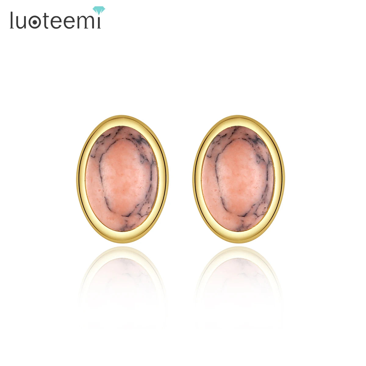 SP-LAM Cute Small Korean Turquoise Stud Gold Plated Tiny Classic Trending Jewelry Stainless Earring Woman
