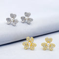Trendy Three Clover Cz 14k Yellow Fashion Ladies Sterling Silver Gold Plated Earrings Women Pearl Lovely Jewelry for Girls