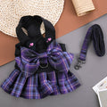 Purple Grid Pattern New Design Vest Pet Dress With a Leash Cute Comfortable Dogs & Cats Clothing