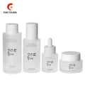 Factory Wholesale clear Frosted Cylinder Glass Skincare Packaging Set Dropper Serum  Essential Oil Lotion Pump Sprayer Bottle
